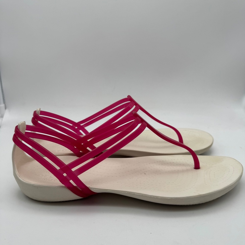 Crocs Isabella Strappy Sandals Womens 8 Pink Oyster Flat Thong Jelly 202467‎